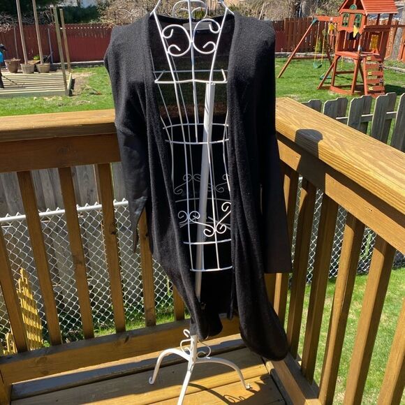 Zara black faux leather elbow open cardigan size medium - Picture 3 of 14